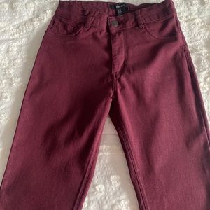 Burgundy Forever21 Ankle Leg Jeggings